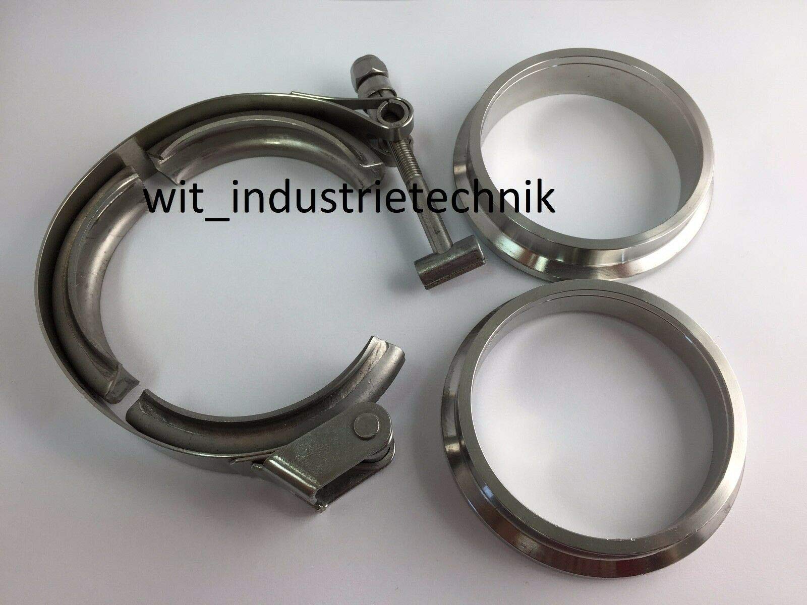 V-Band Schelle + 2x Anschweißringe V Band mit Schnellverschluß – Bild 3