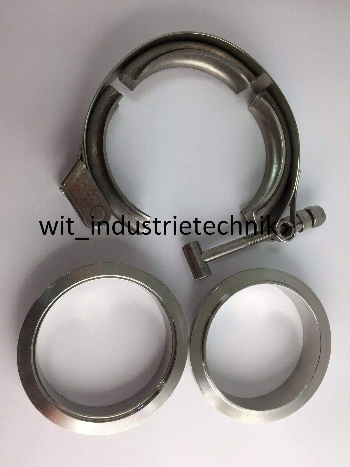 V-Band Schelle + 2x Anschweißringe V Band mit Schnellverschluß – Bild 2